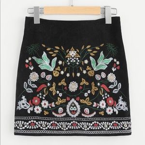 SHEIN Botanical Embroidered Cord Skirt